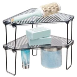 Stackable Corner Bathroom Shelf Riser -Home storage 1000 BLOGSquare JPG 01282MDK Outline