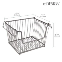 Stackable Wire Pantry Baskets 11 X 12.5 X 9 -Home storage 1000 BLOGSquare JPG 02434MDK Dimensions