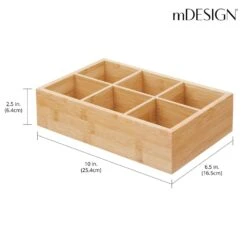6-Section Bamboo Bin 10 X 6.5 X 2.5 -Home storage 1000 BLOGSquare JPG 03097MDK Dimensions