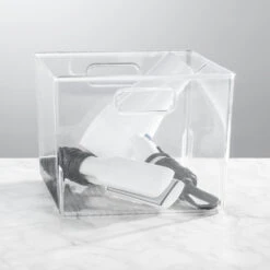 Deep Bathroom Bin With Handles 12 X 10 X 8