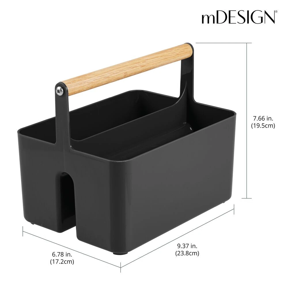 Divided Bathroom Caddy With Bamboo Handle 6 Divided Bathroom Caddy With Bamboo Handle - Image 6