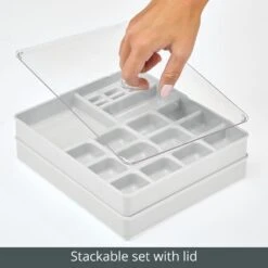 35-Section Stone Gray Stackable Jewelry Organizer -Home storage 1000 BLOGSquare JPG 09888MDCO Detail