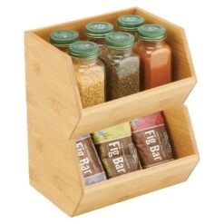 Stackable Open-Front Bamboo Bin 6 X 8 X 5