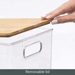 Clear Stackable Bins With Bamboo Lids8 X 8 X 6 -Home storage 1000 BLOGSquare JPG 13843MDK Detail