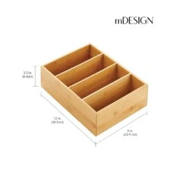 4-Section Bamboo Bin 12 X 9 X 3.5 -Home storage 1000 BLOGSquare JPG 16317MDK Dimensions