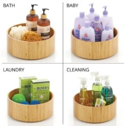 11.5" Bamboo Lazy Susan Turntable -Home storage 1000 BLOGSquare JPG 16323MDK Detail