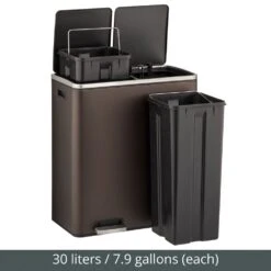 60-Liter Dual Compartment Bronze Step Trash Can 7 60-Liter Dual Compartment Bronze Step Trash Can -Home storage 1000 BLOGSquare JPG 17708MDK Detail