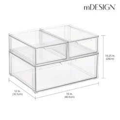 3-Piece Stackable Closet Storage Drawers -Home storage 1000 BLOGSquare JPG 19176MDCO Dimensions