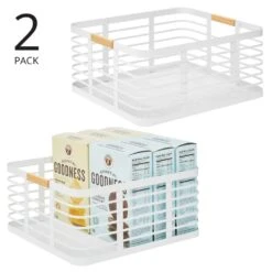 Wire Pantry Basket With Bamboo Handles 13 X 12 X 6 -Home storage 1000 BLOGSquare JPG 20718MDK Outline