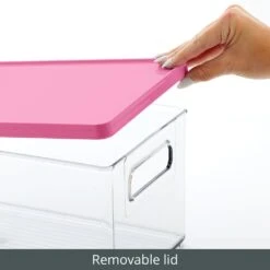 Stackable Bath Box With Lid And Handles 15 X 8.5 X 6 -Home storage 1000 BLOGSquare JPG 24040MDBST Detail