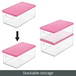 Stackable Bath Box With Lid And Handles 15 X 8.5 X 6 -Home storage 1000 BLOGSquare JPG 24040MDBST Detail 1