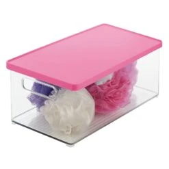 Stackable Bath Box With Lid And Handles 15 X 8.5 X 6