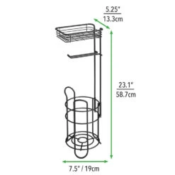 Toilet Paper Holder Stand With Shelf And 2-Roll Reserve -Home storage 1000 BLOGSquare JPG 8790MDBST Dimensions