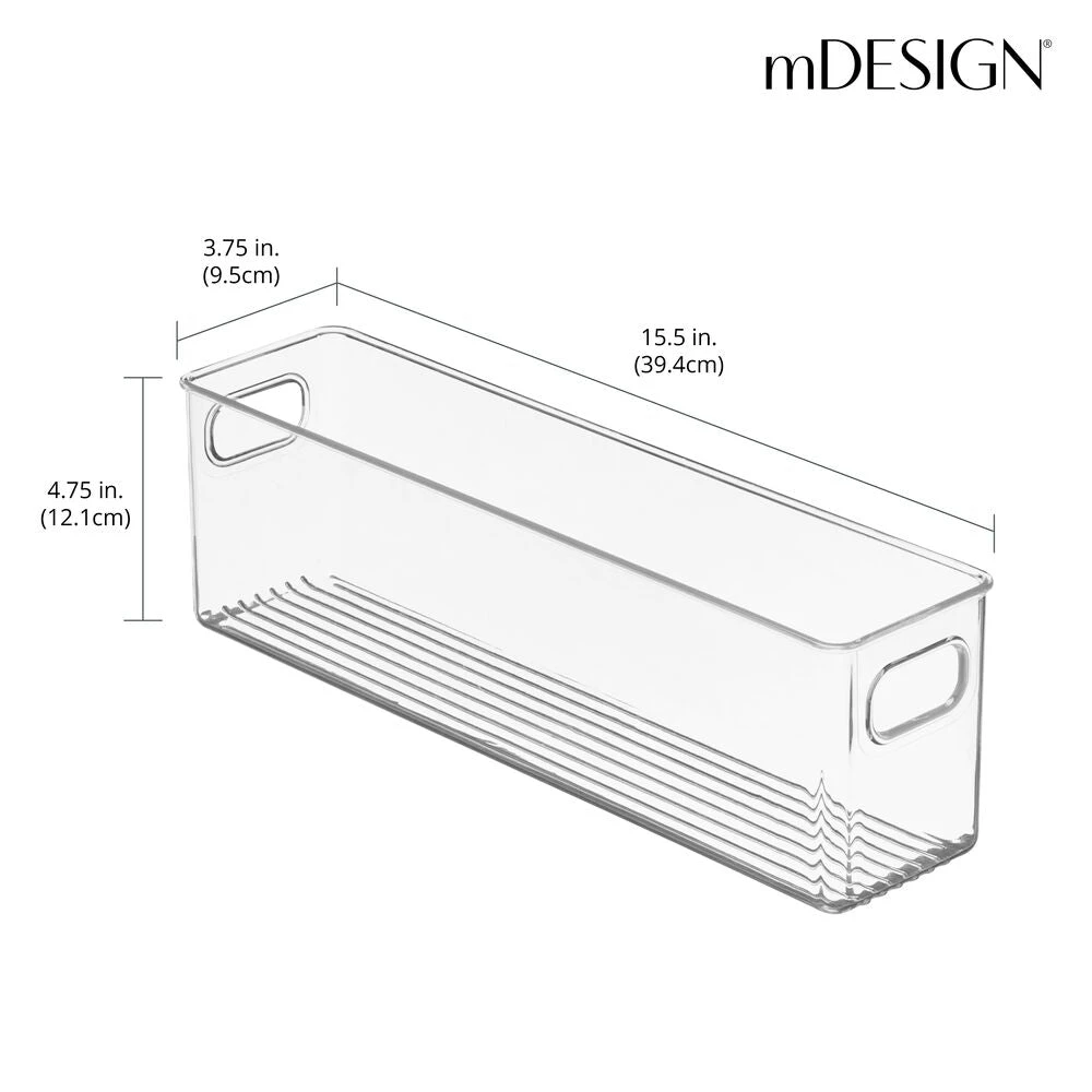 Narrow Stackable Bath Bin With Handles 15.5 X 3.75 X 4.75 3 Narrow Stackable Bath Bin With Handles 15.5 X 3.75 X 4.75 - Image 3