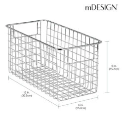 Multi-Purpose Wire Basket With Handles 12 X 6 X 6 -Home storage 1000 Square JPG 00267MDK Dimensions