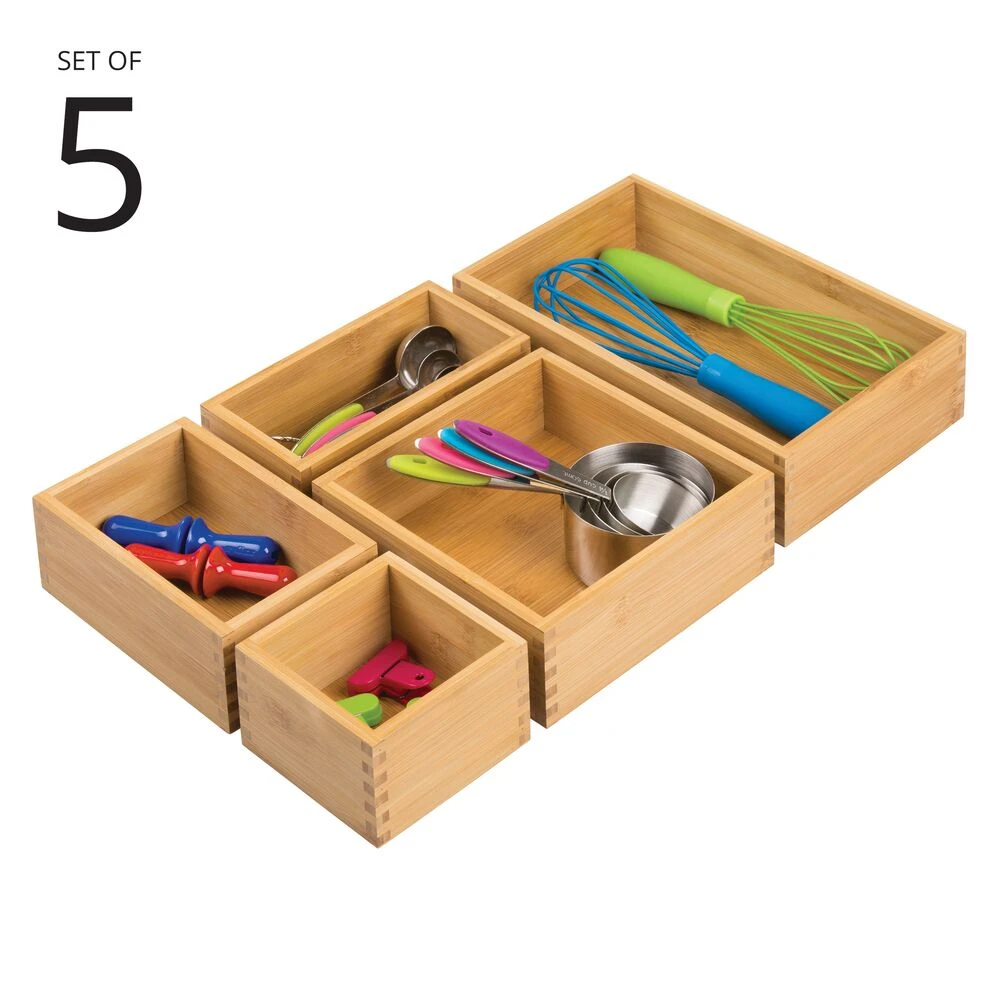 5-Piece Bamboo Drawer Organizer Set 4 5-Piece Bamboo Drawer Organizer Set - Image 4