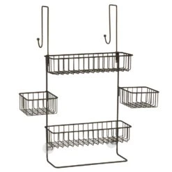 Over-the-Door Shower Caddy With Baskets And Towel Bar