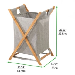 Bamboo X-Frame Hamper -Home storage 1000 Square JPG 03092MDL Dimensions