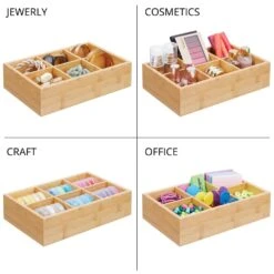 6-Section Bamboo Bin 10 X 6.5 X 2.5 -Home storage 1000 Square JPG 03097MDK Detail 1