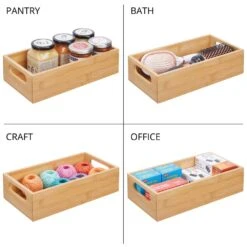 Bamboo Bin 11.5 X 6 X 3 -Home storage 1000 Square JPG 03100MDK Detail