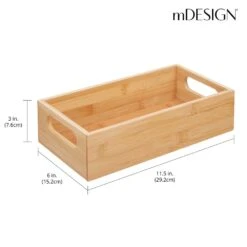 Bamboo Bin 11.5 X 6 X 3 -Home storage 1000 Square JPG 03100MDK Dimensions