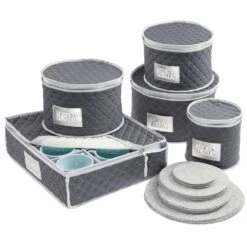 5-Piece Quilted Dinnerware Storage Set With Label Holder