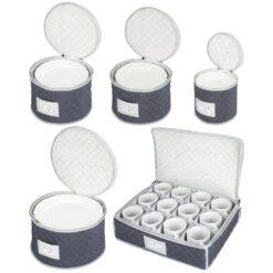 5-Piece Quilted Dinnerware Storage Set With Label Holder -Home storage 1000 Square JPG 03388MDK.PT03