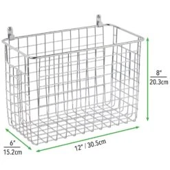 Wire Wall Baskets 6 X 12 X 8 -Home storage 1000 Square JPG 03481MDHS Dimensions
