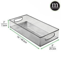 Stackable Bin With Handles 16 X 8 X 3 7 Stackable Bin With Handles 16 X 8 X 3 -Home storage 1000 Square JPG 04712MDK Dimensions