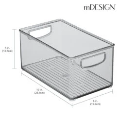 Smoke Tint Kitchen Bin Set 10 X 6 X 5 -Home storage 1000 Square JPG 04730MDK Dimensions