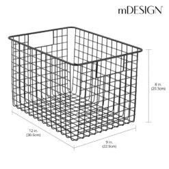 Wire Pantry Basket With Handles 12 X 9 X 8 26 Wire Pantry Basket With Handles 12 X 9 X 8 -Home storage 1000 Square JPG 06186MDK Dimensions