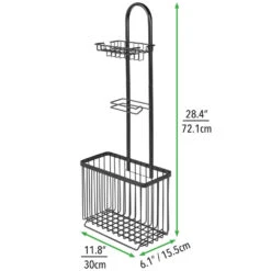 Toilet Paper Holder Stand With Shelf + Magazine Rack -Home storage 1000 Square JPG 06688MDBST Dimensions