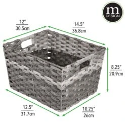 Woven Plastic Basket 14.5 X 12 X 8 6 Woven Plastic Basket 14.5 X 12 X 8 -Home storage 1000 Square JPG 06930MDHS Dimensions