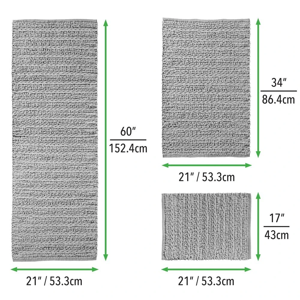 Gray Cotton Braided Bath Mat Set 3 Gray Cotton Braided Bath Mat Set - Image 3