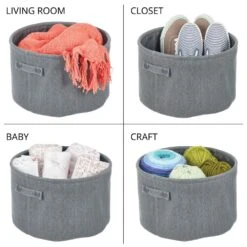 Round Cotton Bin With Handles 12 X 12 X 8 -Home storage 1000 Square JPG 08077MDBST Detail