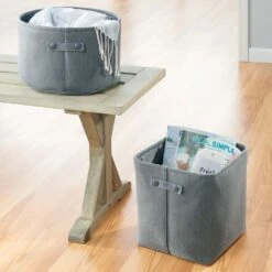 Round Cotton Bin With Handles 12 X 12 X 8 -Home storage 1000 Square JPG 08077MDBST Outline