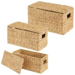 Hyacinth Nesting Basket Set With Removable Lids