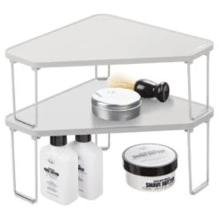 Stackable Corner Bathroom Shelf Riser -Home storage 1000 Square JPG 09289MDBST Outline