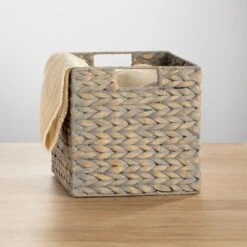 Water Hyacinth Cube Basket 10.5 X 10.5 X 10.5 21 Water Hyacinth Cube Basket 10.5 X 10.5 X 10.5 -Home storage 1000 Square JPG 09373MDHS SellShot 1