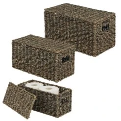Seagrass Nesting Basket Set With Removable Lids
