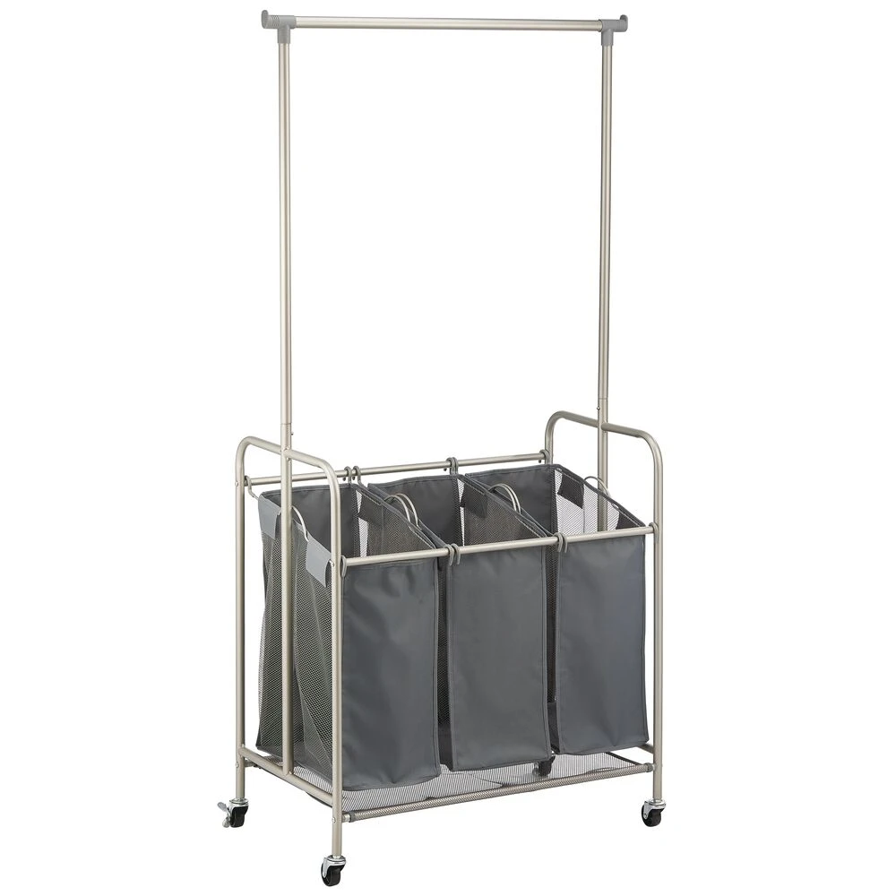 Rolling Laundry Cart With Hanging Bar 3 Rolling Laundry Cart With Hanging Bar - Image 3