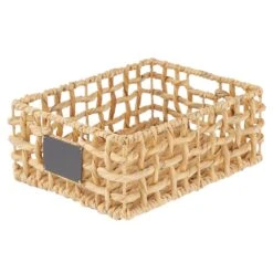 Open Weave Hyacinth Basket With Chalkboard Label 16 X 12 X 6 -Home storage 1000 Square JPG 10692MDHS.PT09