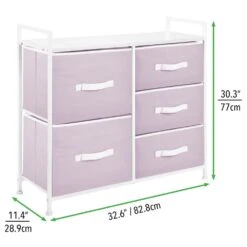 5-Drawer Wide Fabric Dresser -Home storage 1000 Square JPG 12185MDCO Dimensions