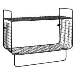 2-Tier Bathroom Wall Shelf With Towel Bar