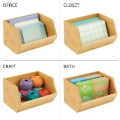 Stackable Open-Front Bamboo Bin 6 X 8 X 5 -Home storage 1000 Square JPG 13171MDK Detail