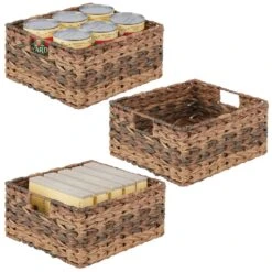 Woven Plastic Basket 13 X 12 X 6