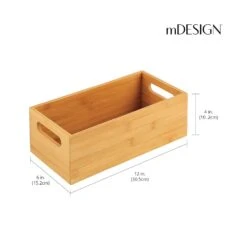 Bamboo Bin 12 X 6 X 4 -Home storage 1000 Square JPG 13788MDK Dimensions