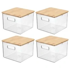 Clear Stackable Bins With Bamboo Lids8 X 8 X 6 -Home storage 1000 Square JPG 13844MDK.MAIN 3
