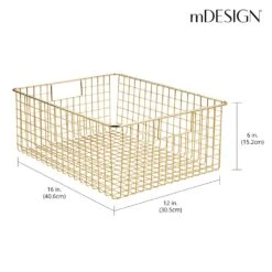 Wire Pantry Basket With Handles 16 X 12 X 6 -Home storage 1000 Square JPG 14165MDBST DImensions