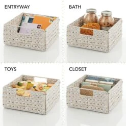 Water Hyacinth Cube Kitchen Basket 10.5 X 10.5 X 5 -Home storage 1000 Square JPG 14480MDK.PT02